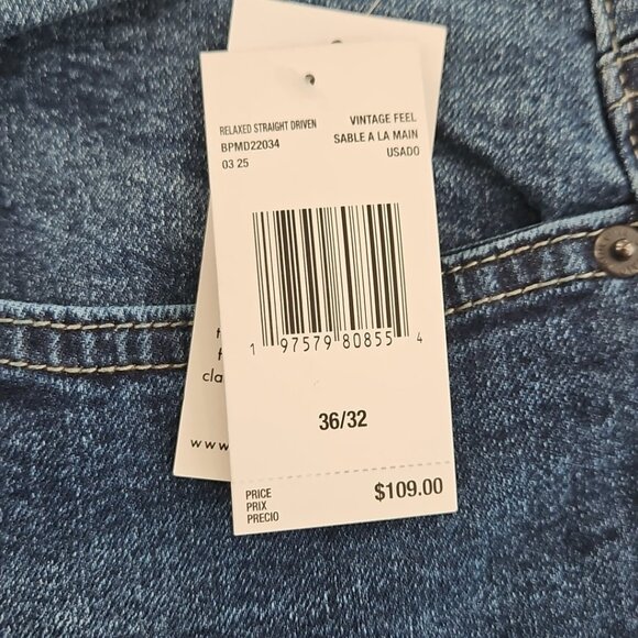 Buffalo by David Bitton Driven Jeans Men's 36 x 32 Med Wash Relaxed Straight NEW - Picture 10 of 16